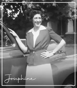 Friendship candle inspiration, Josephine, smiling outdoors by an automobile